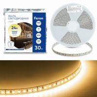 Лента светодиодная led 120SMD(2835)/м 11Вт/м 24В 30000*8*1.22мм 3000К 30м LS501 FERON 53086