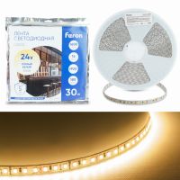 Лента светодиодная led 180SMD(2835)/м 16Вт/м 24В 30000*10*1.22мм 3000К 30м LS502 FERON 53089