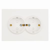 Розетка 2-местная с з/ш с/з СЗК 250В 16А серия Эмили RST16-5114-01ZK белый фарфор soft touch 50236