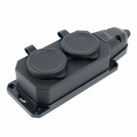 Розетка переносная 2-местная c/з каучук RST16-2-44 черный16А 50805