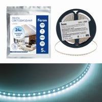 Лента светодиодная led 120SMD(2835)/м 11Вт/м 24В 5000*5*1.5мм 6500K LS505 FERON 53056