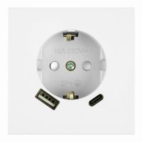 Розетка 1-местная з/ш с/з 16А + USB + Type C (механизм) 250В 20Вт серия Мия RST16-3119-01 белая магнолия 50438 Розетка 1-местная з/ш с/з 16А + USB + Type C (механизм) 250В 20Вт серия Мия RST16-3119-01 белая магнолия 50438