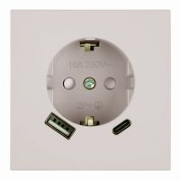 Розетка 1-местная з/ш с/з 16А + USB + Type C (механизм) 250В 20Вт серия Мия RST16-3119-08 пудровый жемчуг 50482 Розетка 1-местная з/ш с/з 16А + USB + Type C (механизм) 250В 20Вт серия Мия RST16-3119-08 пудровый жемчуг 50482