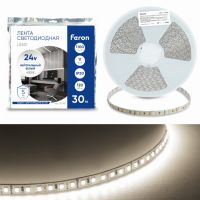 Лента светодиодная led 120SMD(2835)/м 11Вт/м 24В 30000*8*1.22мм 4000К 30м LS501 FERON 53087