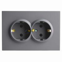 Розетка 2-местная с з/ш с/з СЗК 250В 16А серия Эмили RST16-5114-05ZK черный уголь soft touch 50252