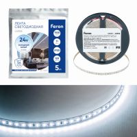 Лента светодиодная led 120SMD(2835)/м 11Вт/м 24В 5000*8*1.22мм 6500К LS506 FERON 53059