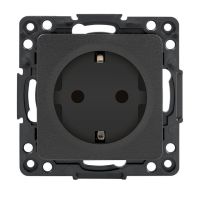 Механизм розетки 1-м СП встраиваемая Стокгольм 16А IP20 с заземл. защ. шторки черн. PROxima EKF EZR16-028-10