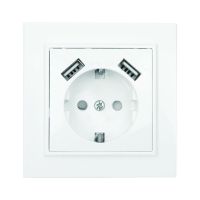 Розетка 1-м СП Минск 16А IP20 с заземл. защ. шторки с 2-мя заряд. устройствами USB 2.1А бел. EKF ERR16-028-100-2USB Розетка 1-м СП Минск 16А IP20 с заземл. защ. шторки с 2-мя заряд. устройствами USB 2.1А бел. EKF ERR16-028-100-2USB