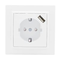 Розетка 1-м СП Минск 16А IP20 с заземл. защ. шторки с заряд. устройством USB 1А бел. EKF ERR16-028-100-USB Розетка 1-м СП Минск 16А IP20 с заземл. защ. шторки с заряд. устройством USB 1А бел. EKF ERR16-028-100-USB