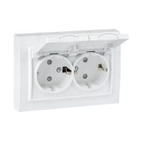 Розетка 2-м СП Минск 16А IP44 с заземл. защ. шторки с крышкой бел. EKF ERR16-129-200-44 Розетка 2-м СП Минск 16А IP44 с заземл. защ. шторки с крышкой бел. EKF ERR16-129-200-44