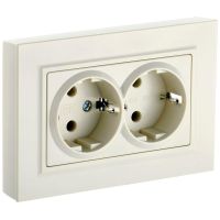 Розетка 2-м СП BRITE РСш12-3-БрКр 16А в сборе с заземл. защ. шторки беж. IEK BR-R24-16-K10-F Розетка 2-м СП BRITE РСш12-3-БрКр 16А в сборе с заземл. защ. шторки беж. IEK BR-R24-16-K10-F