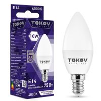 Лампа светодиодная Led 10Вт С37 4000К Е14 176-264В TOKOV ELECTRIC TKE-C37-E14-10-4K
