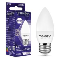 Лампа светодиодная Led 10Вт С37 4000К Е27 176-264В TOKOV ELECTRIC TKE-C37-E27-10-4K