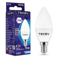 Лампа светодиодная Led 10Вт С37 6500К Е14 176-264В TOKOV ELECTRIC TKE-C37-E14-10-6.5K
