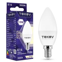 Лампа светодиодная Led 10Вт С37 3000К Е14 176-264В TOKOV ELECTRIC TKE-C37-E14-10-3K