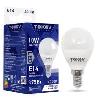 Лампа светодиодная Led 10Вт G45 4000К Е14 176-264В TOKOV ELECTRIC TKE-G45-E14-10-4K