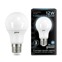 Лампа светодиодная Led Black 12Вт A60 4100К нейтр. бел. E27 1200лм GAUSS 102502212