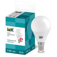 Лампа светодиодная Led Eco G45 9Вт шар 4000К нейтр. бел. E14 230В IEK LLE-G45-9-230-40-E14