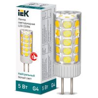 Лампа светодиодная Led Corn 5Вт капсульная 4000К нейтр. бел. G4 12В керамика IEK LLE-Corn-5-012-40-G4 Лампа светодиодная Led Corn 5Вт капсульная 4000К нейтр. бел. G4 12В керамика IEK LLE-Corn-5-012-40-G4