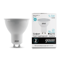 Лампа светодиодная Led Elementary 5.5Вт MR16 4100К нейтр. бел. GU10 450лм GAUSS 13626 Лампа светодиодная Led Elementary 5.5Вт MR16 4100К нейтр. бел. GU10 450лм GAUSS 13626