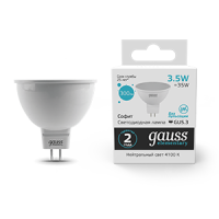 Лампа светодиодная Led Elementary 3.5Вт MR16 4100К нейтр. бел. GU5.3 300лм GAUSS 13524