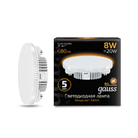 Лампа светодиодная Led Black 8Вт таблетка 3000К тепл. бел. GX53 680лм GAUSS 108008108