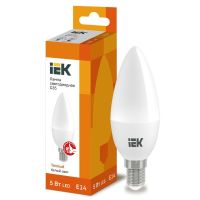 Лампа светодиодная Led ECO C35 5Вт свеча 3000К тепл. бел. E14 450лм 230-240В IEK LLE-C35-5-230-30-E14