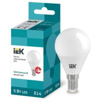 Лампа светодиодная Led Eco G45 5Вт шар 4000К нейтр. бел. E14 450лм 230-240В IEK LLE-G45-5-230-40-E14