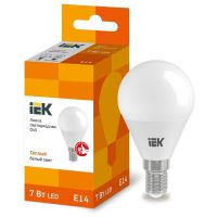 Лампа светодиодная Led ECO G45 7Вт шар 3000К тепл. бел. E14 630лм 230-240В IEK LLE-G45-7-230-30-E14