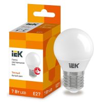 Лампа светодиодная Led ECO G45 7Вт шар 3000К тепл. бел. E27 630лм 230-240В IEK LLE-G45-7-230-30-E27