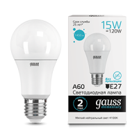 Лампа светодиодная Led Elementary 15Вт A60 грушевидная 4100К нейтр. бел. E27 1450лм GAUSS 23225