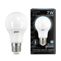 Лампа светодиодная Led Black 7Вт A60 грушевидная 4100К нейтр. бел. E27 710лм GAUSS 102502207