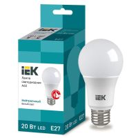 Лампа светодиодная Led Eco 20Вт A60 шар грушевидная 4000К нейтр. бел. E27 230В IEK LLE-A60-20-230-40-E27 Лампа светодиодная Led Eco 20Вт A60 шар грушевидная 4000К нейтр. бел. E27 230В IEK LLE-A60-20-230-40-E27