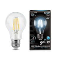 Лампа светодиодная Led филаментная Filament 10Вт A60 4100К нейтр. бел. E27 970лм GAUSS 102802210