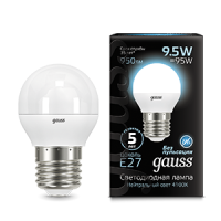 Лампа светодиодная Led Black 9.5Вт шар 4100К нейтр. бел. E27 950лм GAUSS 105102210
