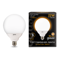 Лампа светодиодная Led Black 22Вт G125 3000К тепл. бел. E27 1800лм GAUSS 105102122