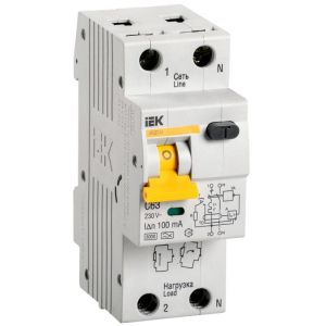 Автоматический модульный выключатель дифференциального тока 2п C 63А 100мА тип A 6кА АВДТ-32 ИЭК MAD22-5-063-C-100